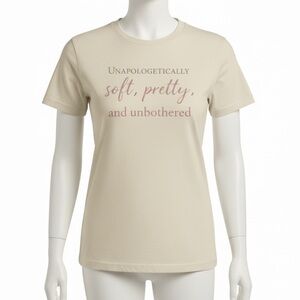 Unapologetically Soft Pretty Unbothered Coquette Style Graphic Tee Women’s Small